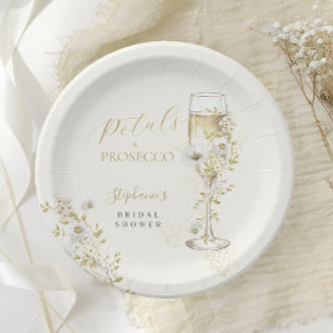 Petals and Prosecco Wildflowers Bridal Shower Paper Plate
