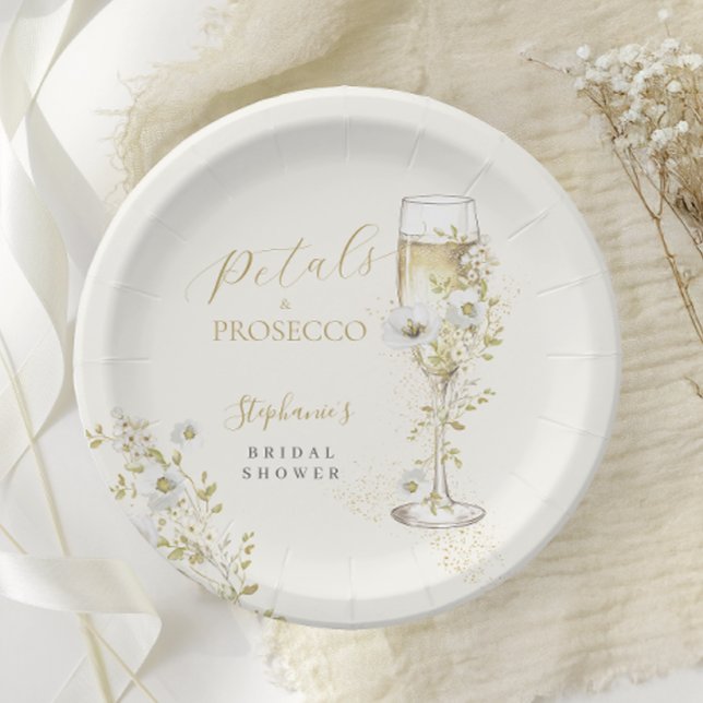 Petals and Prosecco Wildflowers Bridal Shower  Paper Plate (Creator Uploaded)