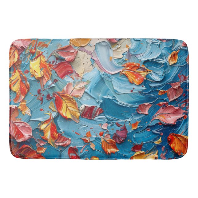 Petals in Motion – Expressive Abstract Floral Bath Mat (Front)