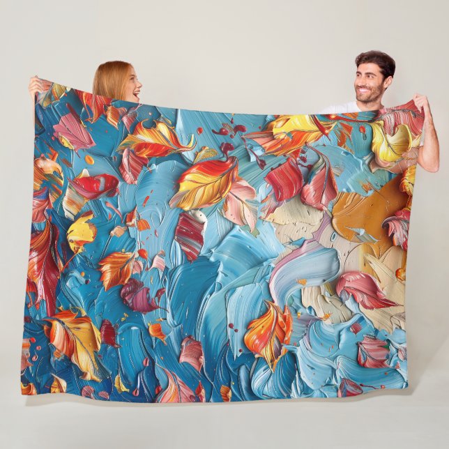 Petals in Motion – Expressive Abstract Floral Fleece Blanket (In Situ)