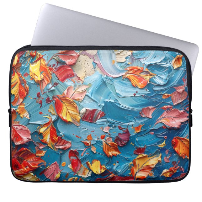 Petals in Motion – Expressive Abstract Floral Laptop Sleeve (Front)