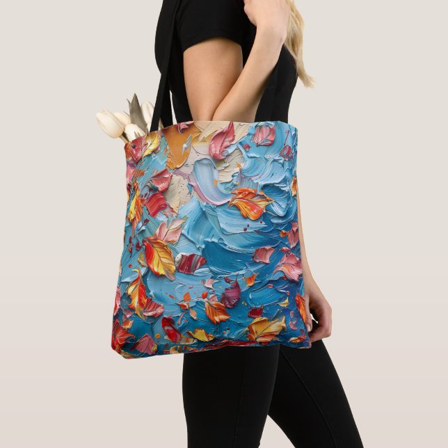 Petals in Motion – Expressive Abstract Floral Tote Bag (Close Up)