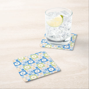 Petals In Silence 06. Floral pattern. Square Paper Coaster