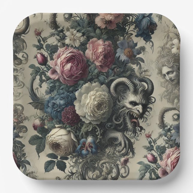 Petals of Decadence – Gothic Baroque  Paper Plate (Front)