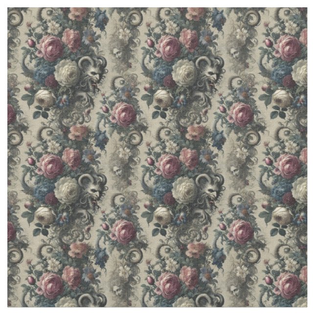 Petals of Decadence – Gothic Dense Tile Fabric (Close Up)