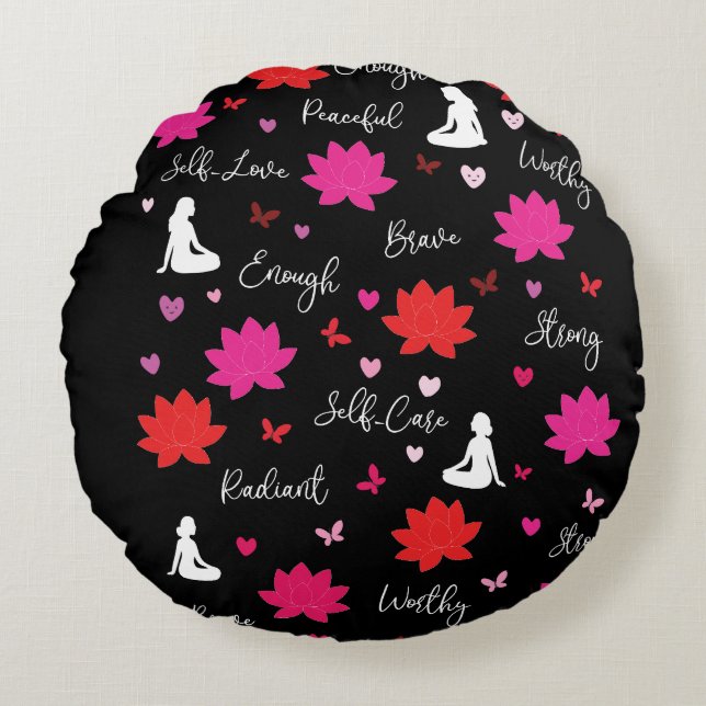 Petals of Strength | Round Floral Cushion (Front)
