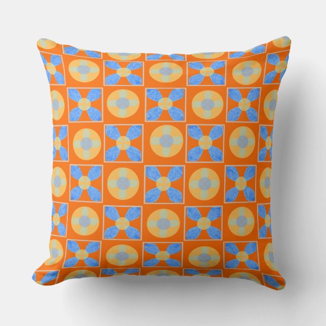 Petals on Circles and Squares Cushion (Front)