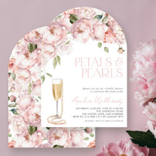 Petals & Pearls  Modern Pink Floral Bridal Shower Invitation