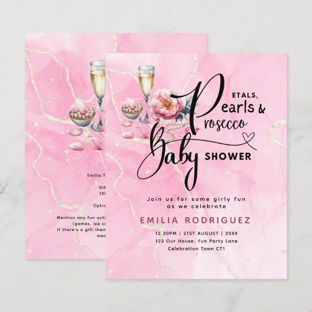 Petals Pearls Prosecco Baby Shower (Front/Back)