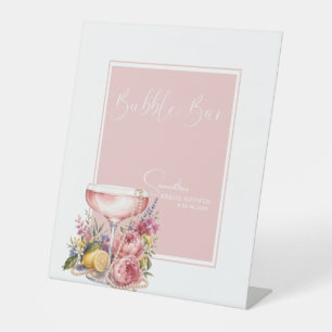 Petals, Pearls & Prosecco Bridal Shower Bar Pedestal Sign