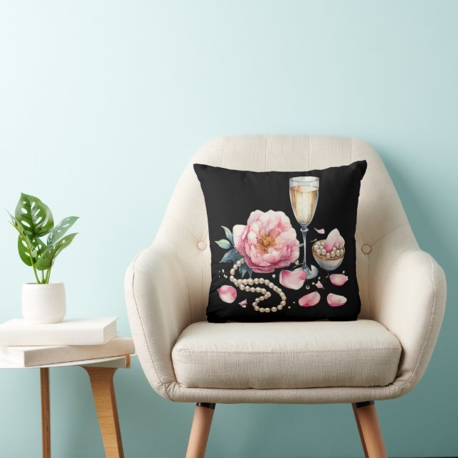 Petals Pearls Prosecco Bridal Shower Decor Cushion (Chair)