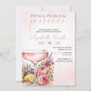 Petals, Pearls & Prosecco Bridal Shower Invitaion