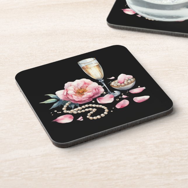 Petals Pearls Prosecco Decor Tableware Coaster (Left Side)