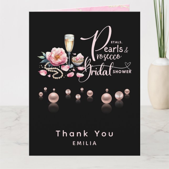 Petals Pearls Prosecco Favours Bridal Shower Card (Front)