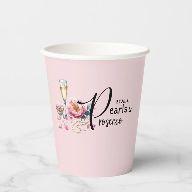 Petals Pearls Prosecco Tableware Partyware Paper Cups (Front)