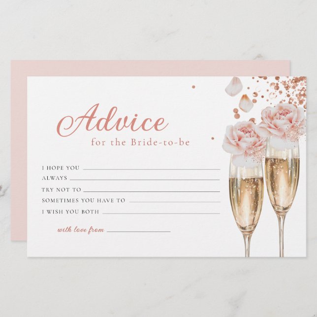 Petals & Prosecco Advice Card Bridal Shower (Front/Back)