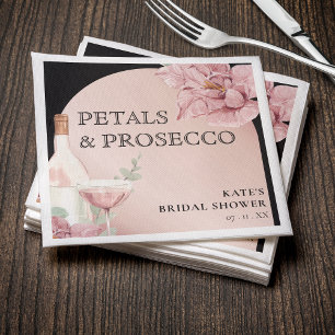 Petals & Prosecco Black & Rose Gold Bridal Shower Napkin