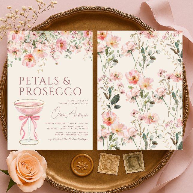 Petals & Prosecco Blush Pink Bridal Shower  Invitation (Creator Uploaded)
