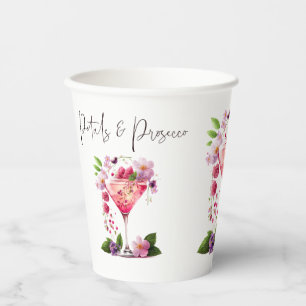 Petals & Prosecco Blush Pink Floral Bridal Shower Paper Cups