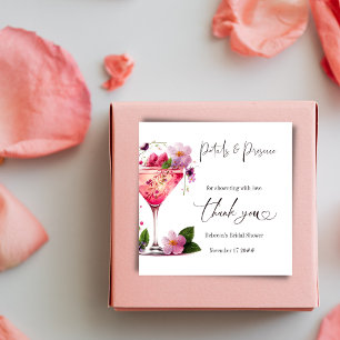 Petals & Prosecco Blush Pink Floral Bridal Shower  Square Sticker
