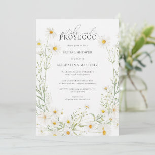 Petals Prosecco Boho Daisy Bridal Shower Invitation