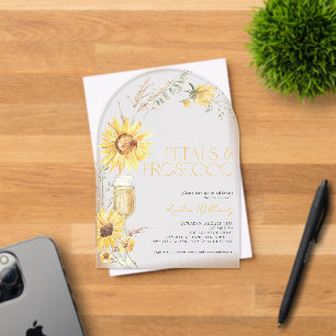 Petals & Prosecco Boho Sunflower Bridal Shower Acrylic Invitations