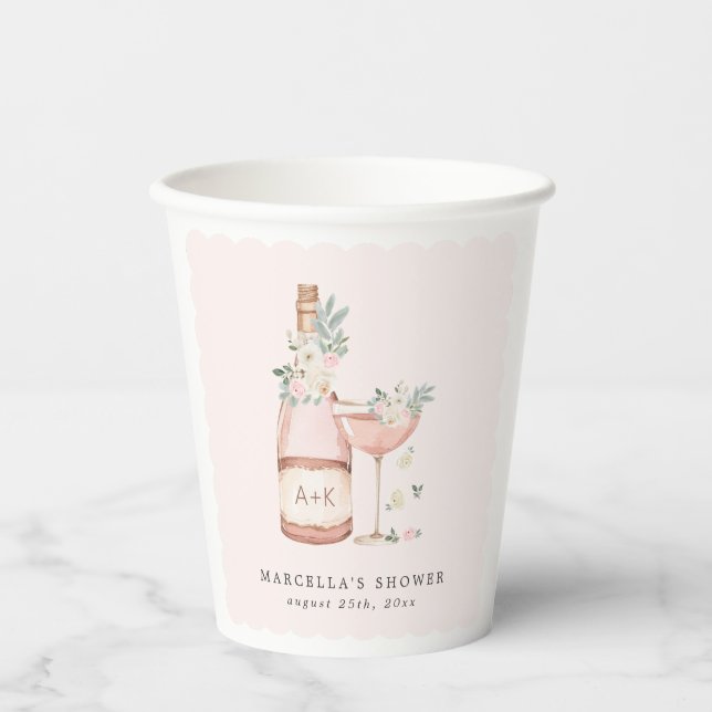 Petals & Prosecco Bridal Shower Bachelorette Paper Cups (Front)