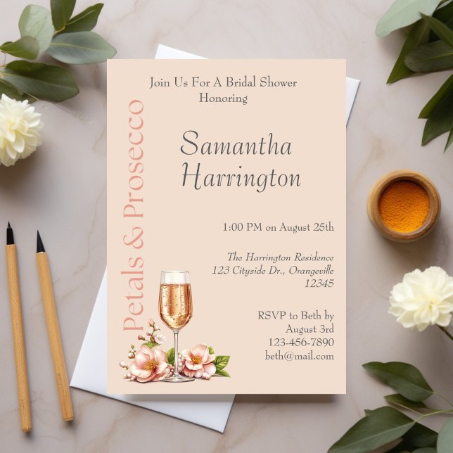 Petals & Prosecco Bridal Shower  Invitation (Creator Uploaded)