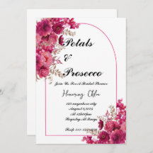 PETALS & PROSECCO BRIDAL SHOWER INVITATION, PINK