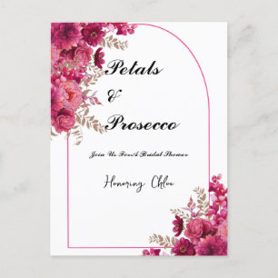 PETALS & PROSECCO BRIDAL SHOWER INVITATION, PINK POSTCARD