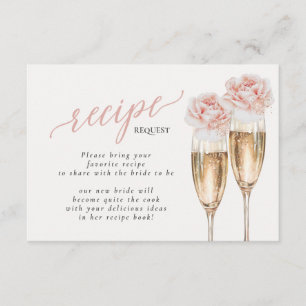 Petals & Prosecco Bridal Shower Recipe Request Enclosure Card