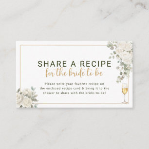Petals & Prosecco Bridal Shower Recipe Request Enclosure Card