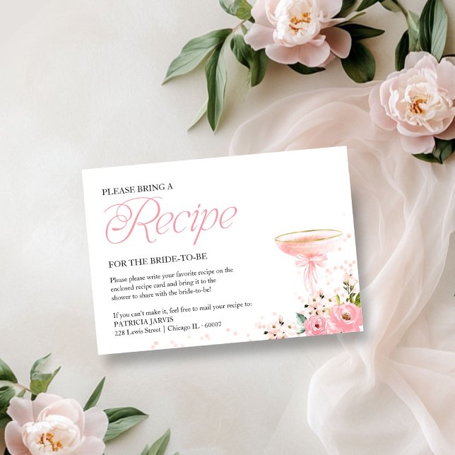 Petals & Prosecco Bridal Shower Recipe Request Invitation (Creator Uploaded)