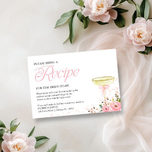 Petals & Prosecco Bridal Shower Recipe Request Invitation