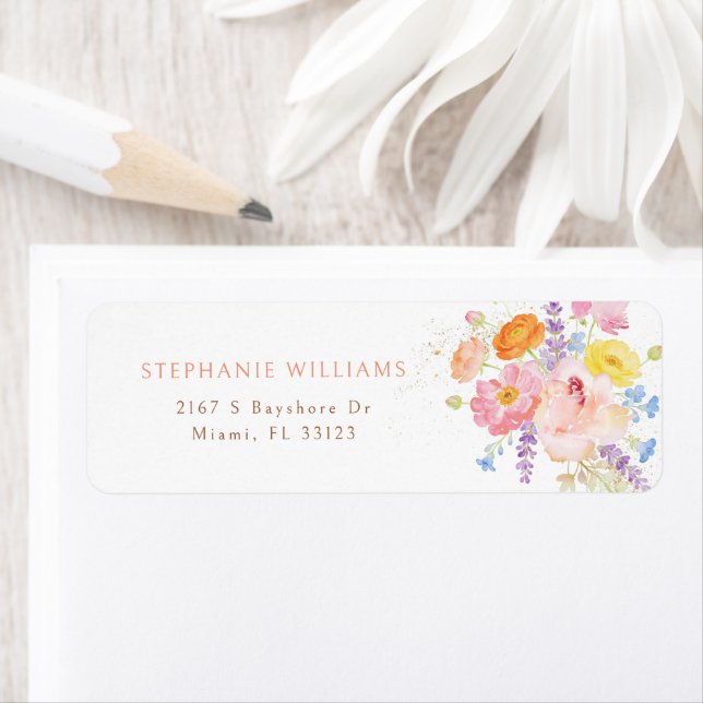 Petals & Prosecco Bridal Shower Return Address Return Address Label (Insitu)