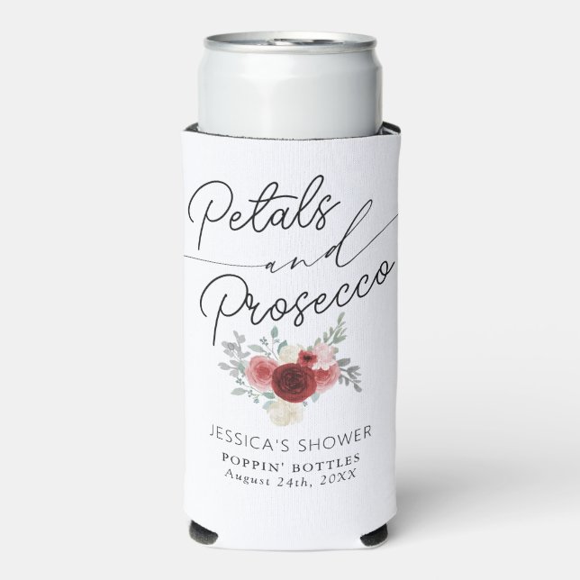 Petals & Prosecco Bridal Shower Seltzer Can Cooler (Seltzer Front)