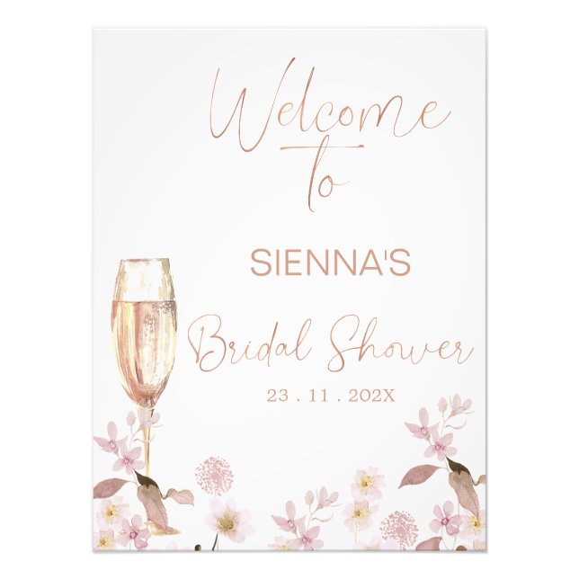 Petals Prosecco Bridal Shower Welcome Sign (Front)