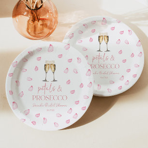Petals & Prosecco Champagne Bridal Shower Paper Plate