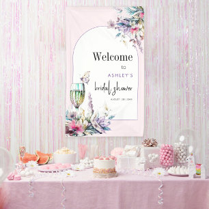 Petals & Prosecco Floral Arch Bridal Shower Banner