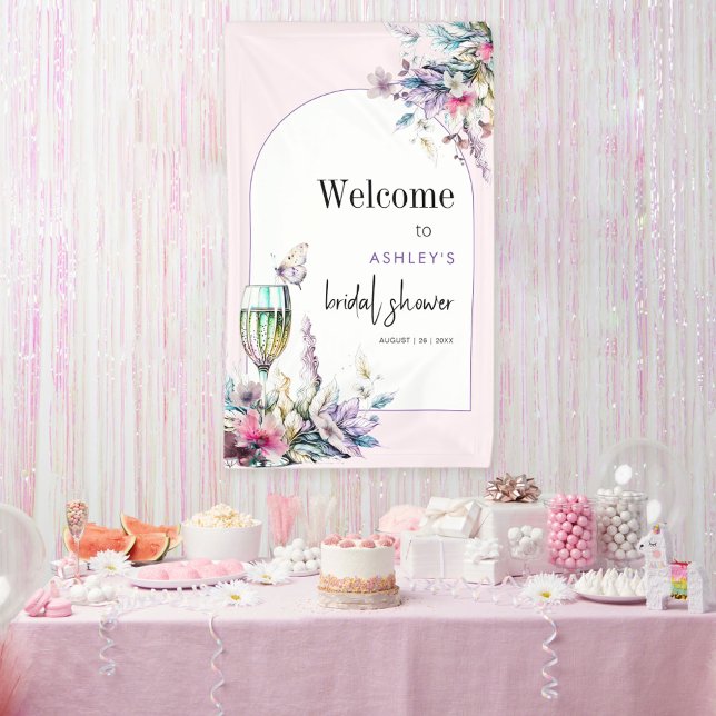 Petals & Prosecco Floral Arch Bridal Shower Banner (Creator Uploaded)