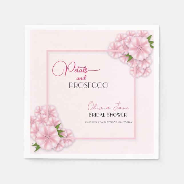 Petals & Prosecco Floral Arch Pink Bridal shower Napkin (Front)