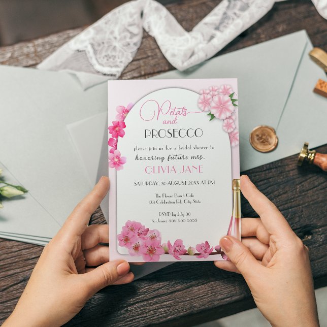 Petals & Prosecco Floral Arch Summer Bridal shower Invitation (Creator Uploaded)
