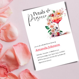 Petals & Prosecco Floral Bridal Shower Brunch Invitation