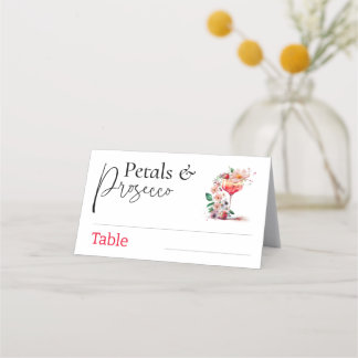Petals Prosecco Floral Bridal Shower Brunch Party Place Card