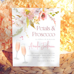 Petals & Prosecco Floral Bridal Shower Invitation