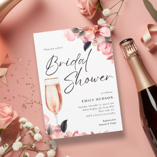 Petals & Prosecco Floral Bridal Shower Invitation