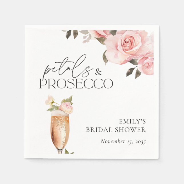 Petals & Prosecco Floral Bridal Shower Napkin (Front)