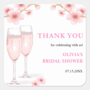 Petals & Prosecco Floral Bridal Shower Thank You Square Sticker