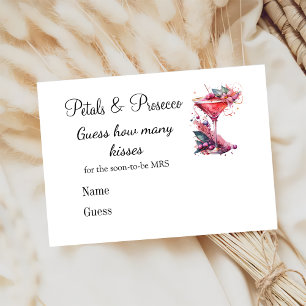 Petals Prosecco Floral Bridal Shower Wedding Game  Enclosure Card