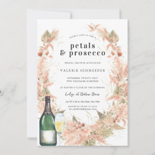 Petals & Prosecco   Floral Champagne Bridal Shower Invitation
